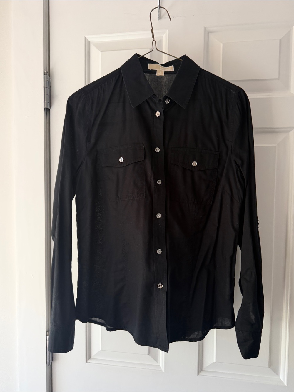 Michael Kors Black Collared Button Shirt - will potential roll up sleeve